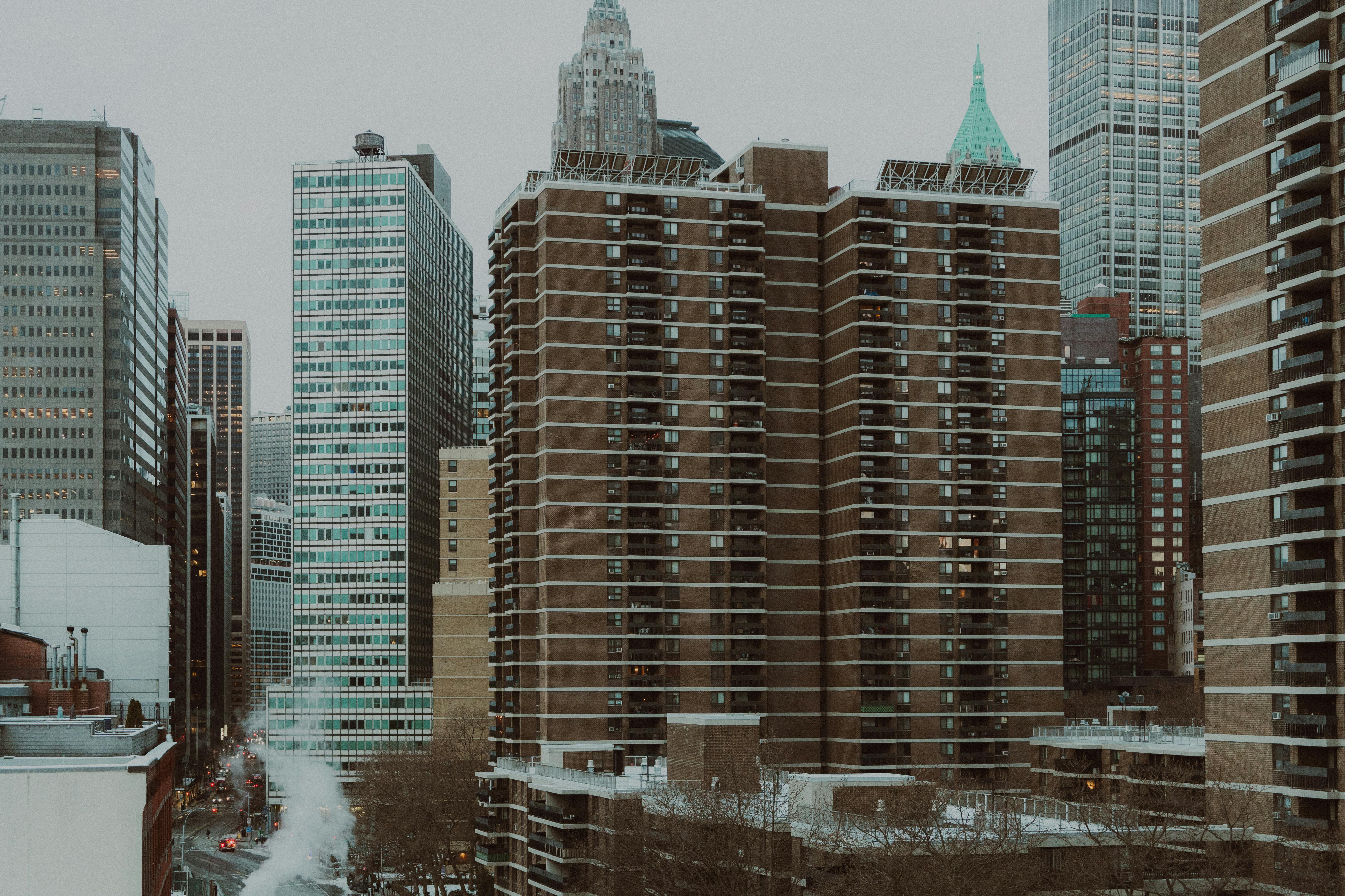 New York City buildings seen from street level